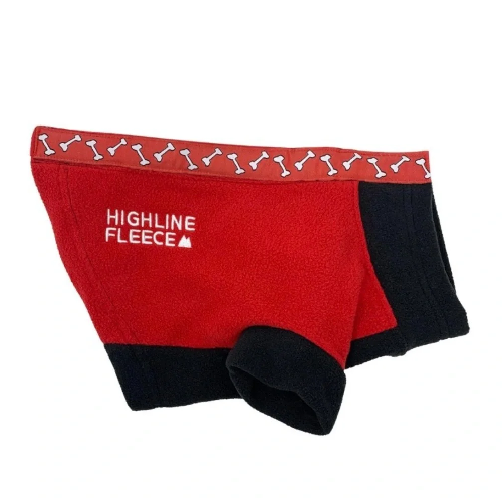 HIGHLAND FLEECE Dog Coat by DOGGIE DESIGN in Red w/Black Trim - Velcro Closure